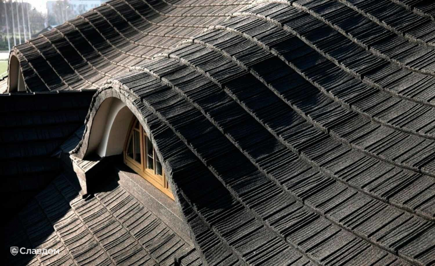 Композитная черепица рядовая AeroDek Robust цвет Черный бриллиант (17)